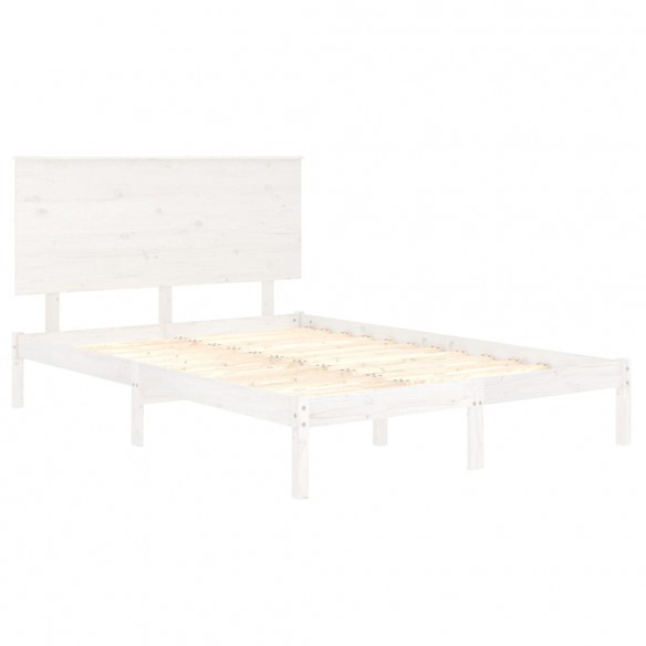 Cadre de lit Blanc Bois de pin massif 140x190 cm