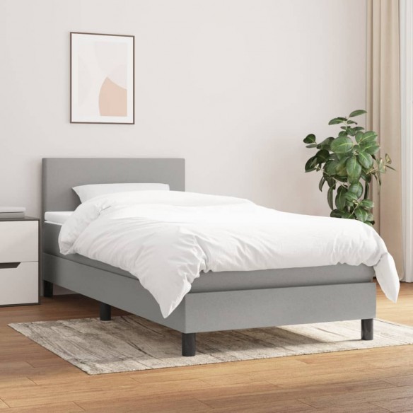 Cadre de lit avec matelas Gris clair 100x200cm Tissu