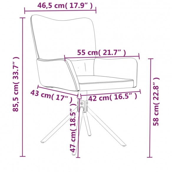 Chaises pivotantes à manger lot de 2 Gris foncé Velours