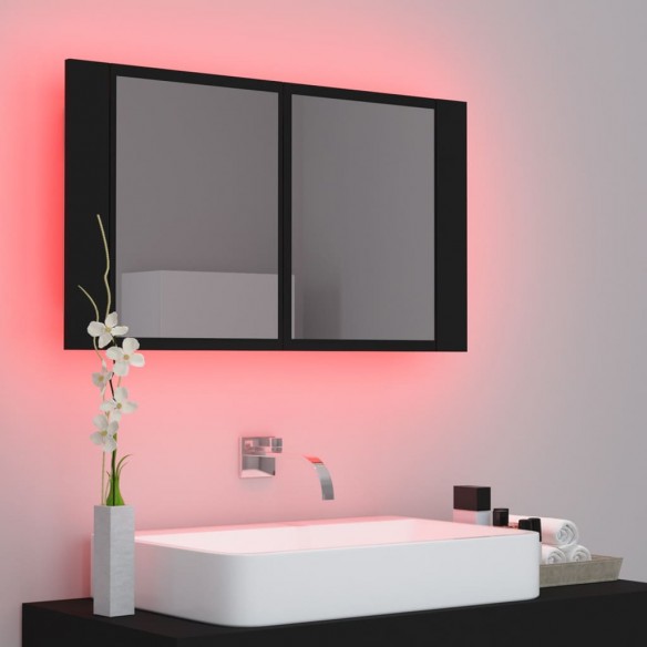 Armoire à miroir de salle de bain LED Noir 80x12x45 Acrylique