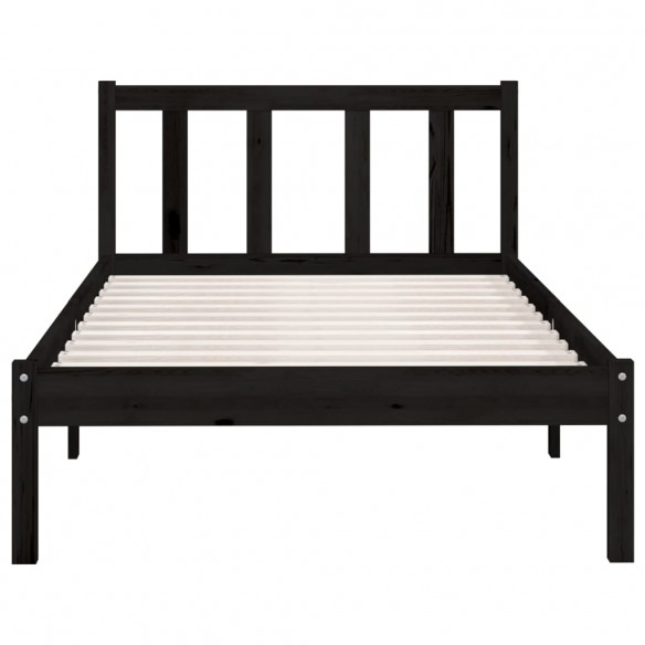 Cadre de lit Noir Bois de pin massif 75x190 cm Petit simple