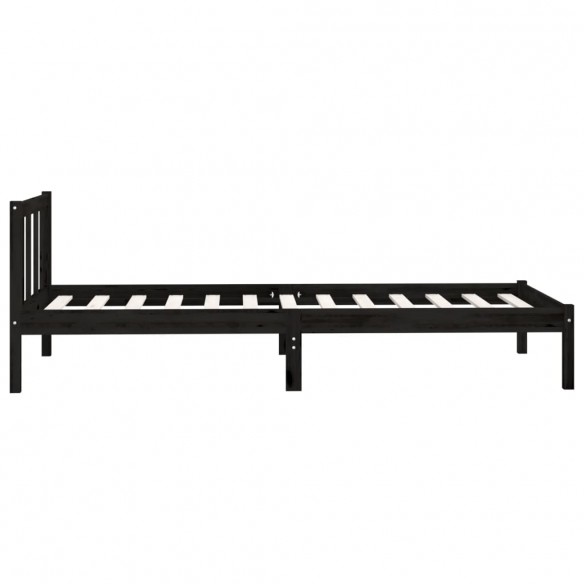 Cadre de lit Noir Bois de pin massif 75x190 cm Petit simple