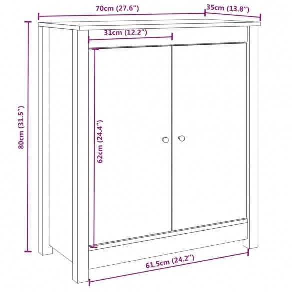 Buffet Blanc 70x35x80 cm Bois massif de pin