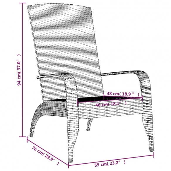 Chaise de jardin Adirondack Gris Résine tressée