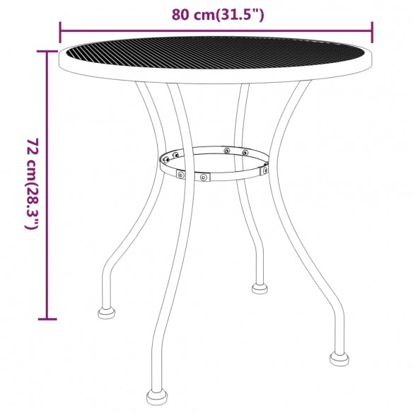 Table de jardin Ø80x72 cm Maille métallique Anthracite