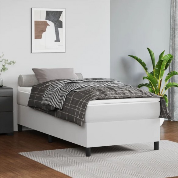 Cadre de lit avec matelas Blanc 90x200 cm Similicuir