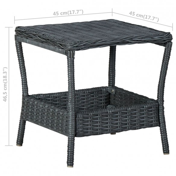 Table de jardin Gris foncé 45x45x46,5 cm Résine tressée