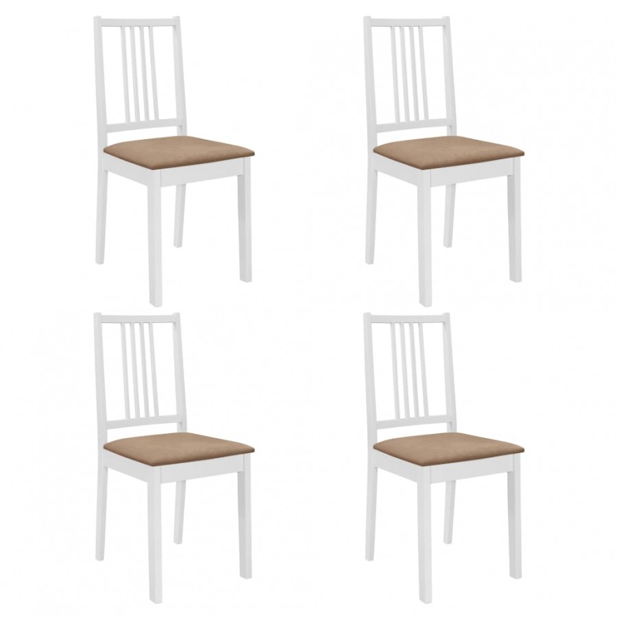 Chaises à manger avec coussins lot de 4 blanc bois solide