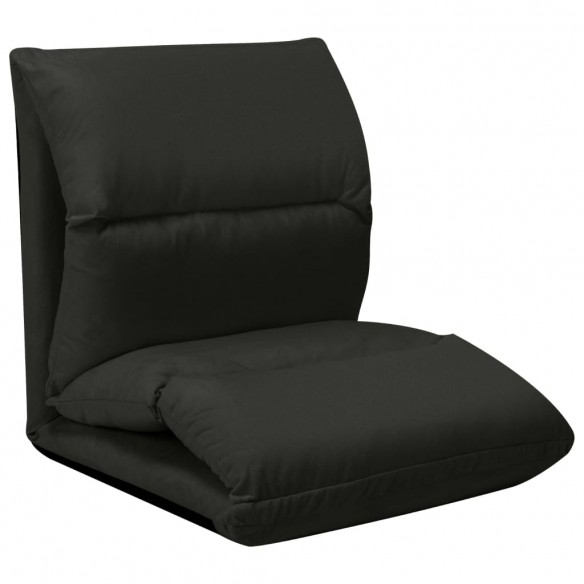 Chaise pliable de sol Noir Microfibre