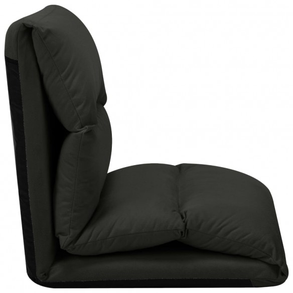 Chaise pliable de sol Noir Microfibre