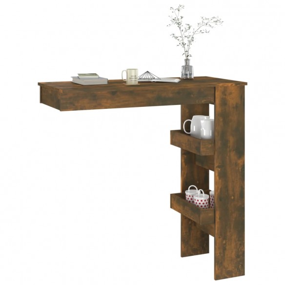 Table de bar murale Chêne fumé 102x45x103,5cm Bois d'ingénierie