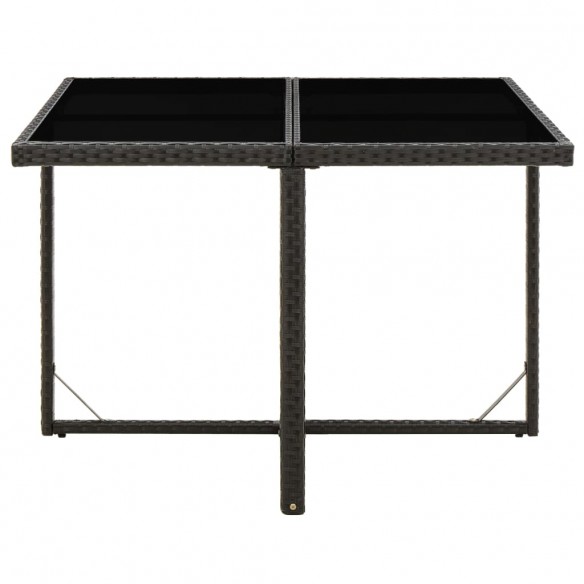 Table de jardin Noir 109x107x74 cm Résine tressée et verre