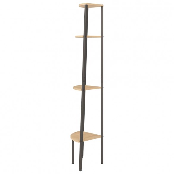 Étagère d'angle 4 niveaux Marron clair et noir 45,5x31,5x150 cm