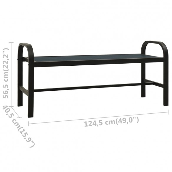 Banc de jardin 124,5 cm acier et WPC noir