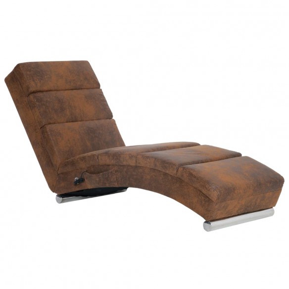 Chaise longue de massage Marron Similicuir daim