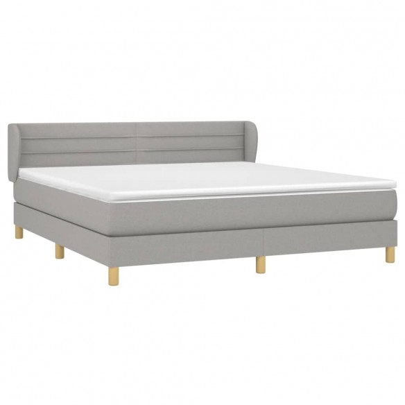 Cadre de lit avec matelas Gris clair 160x200cm Tissu