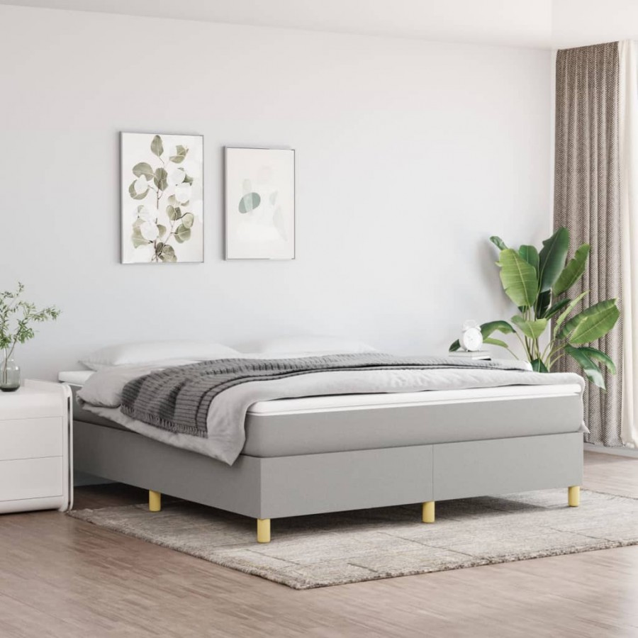 Cadre de lit avec matelas Gris clair 160x200cm Tissu