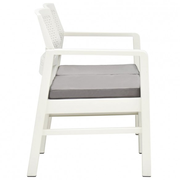 Banc de jardin à 2 places et coussins 120 cm Plastique Blanc