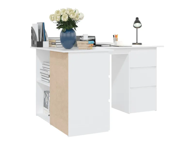 Bureau d'angle Blanc 145x100x76 cm 