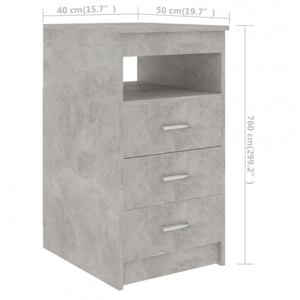 Armoire à tiroirs Gris béton 40x50x76 cm Bois d'ingénierie