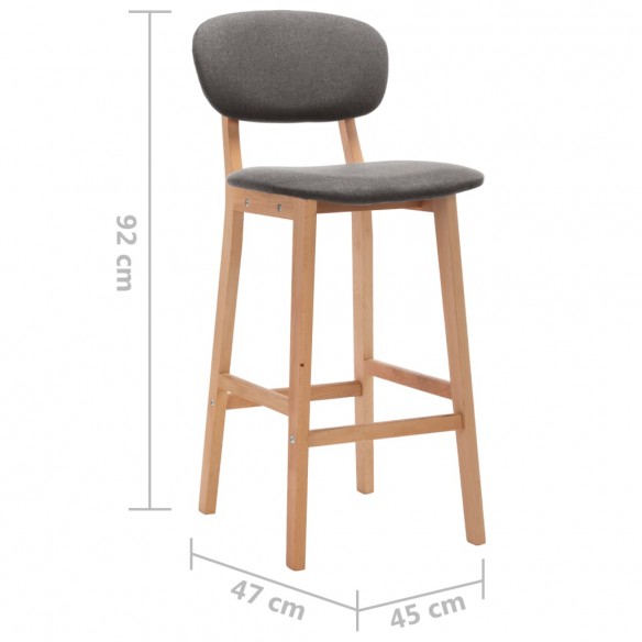 Tabourets de bar lot de 2 gris clair tissu