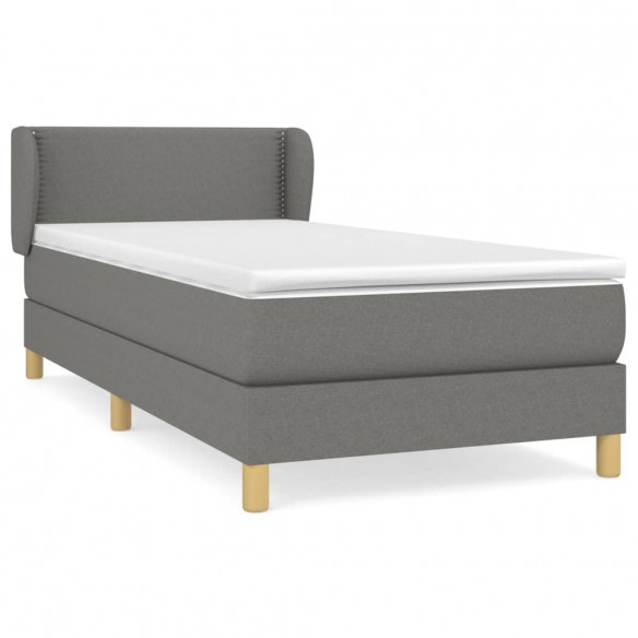 Cadre de lit avec matelas Gris foncé 80x200 cm Tissu