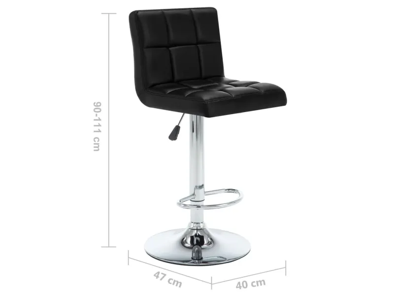 Tabourets de bar lot de 2 noir similicuir