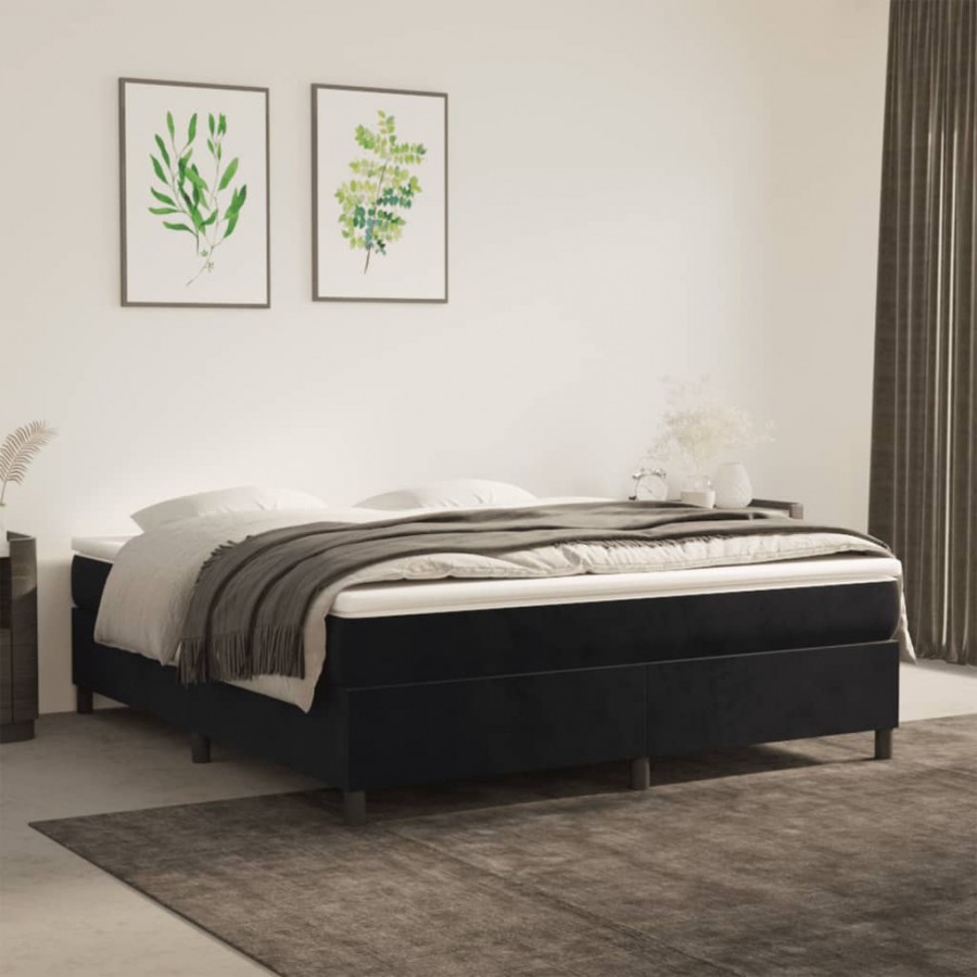 Cadre de lit avec matelas Noir 180x200 cm Velours