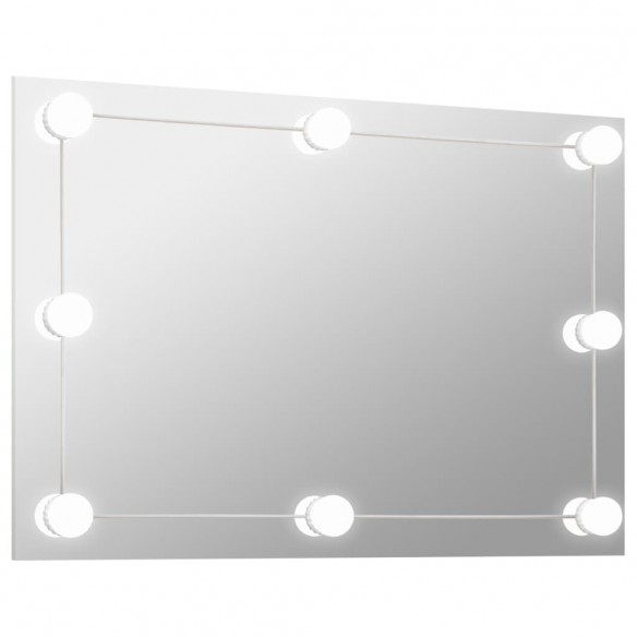 Miroir mural sans cadre avec lampes LED Rectangulaire Verre