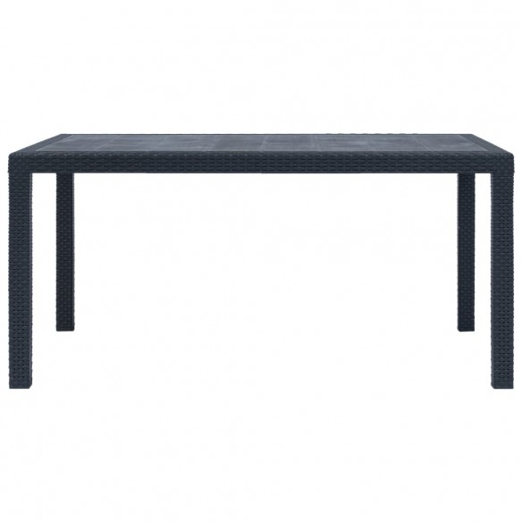 Table de jardin Anthracite 150x90x72 cm Plastique Aspect rotin