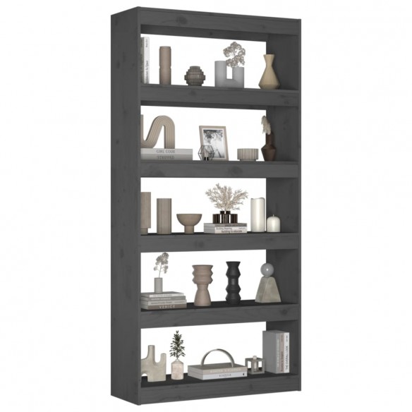 Bibliothèque/Séparateur de pièce Gris 80x30x167,4 cm Pin solide