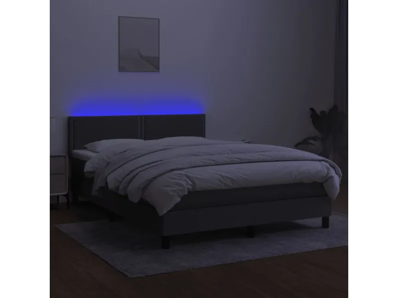 cadre de lit et matelas et LED Gris foncé 140x200 cm