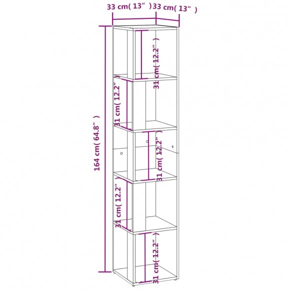 Armoire d'angle Sonoma gris 33x33x164,5 cm Bois d'ingénierie