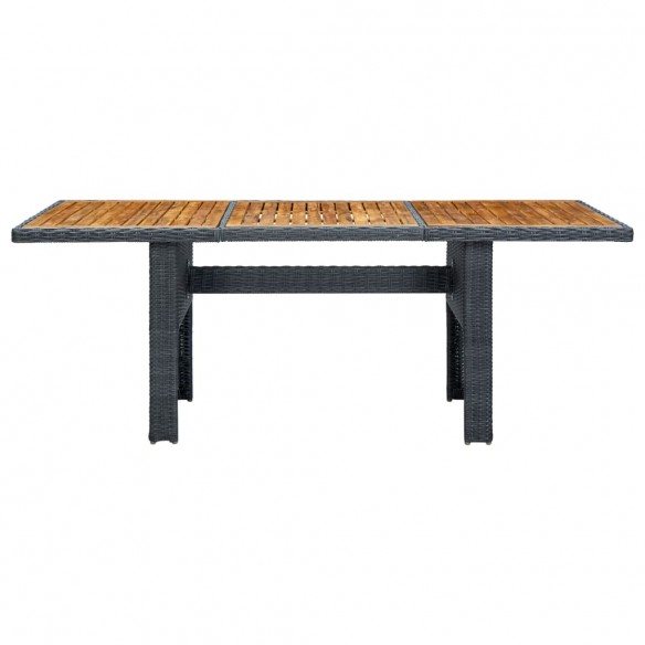 Table de jardin Gris foncé Résine tressée et bois d'acacia