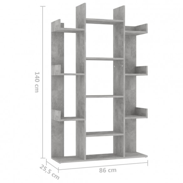 Bibliothèque Gris béton 86x25,5x140 cm Aggloméré