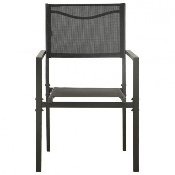 Chaises de jardin 2 pcs Textilène et acier Noir et anthracite