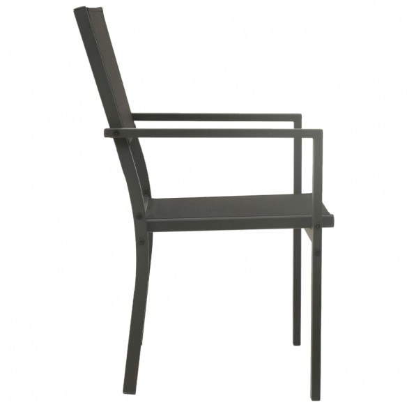 Chaises de jardin 2 pcs Textilène et acier Noir et anthracite