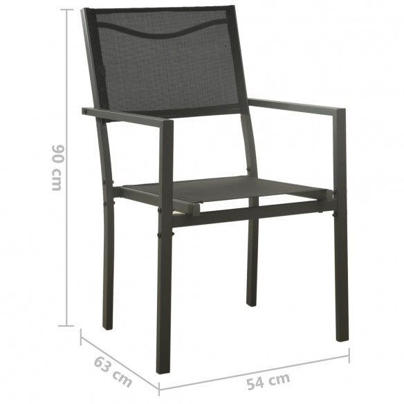 Chaises de jardin 2 pcs Textilène et acier Noir et anthracite