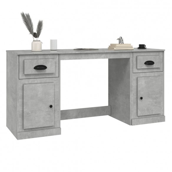 Bureau avec armoire gris béton bois d'ingénierie