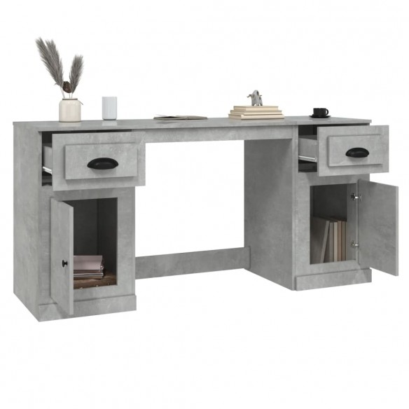 Bureau avec armoire gris béton bois d'ingénierie