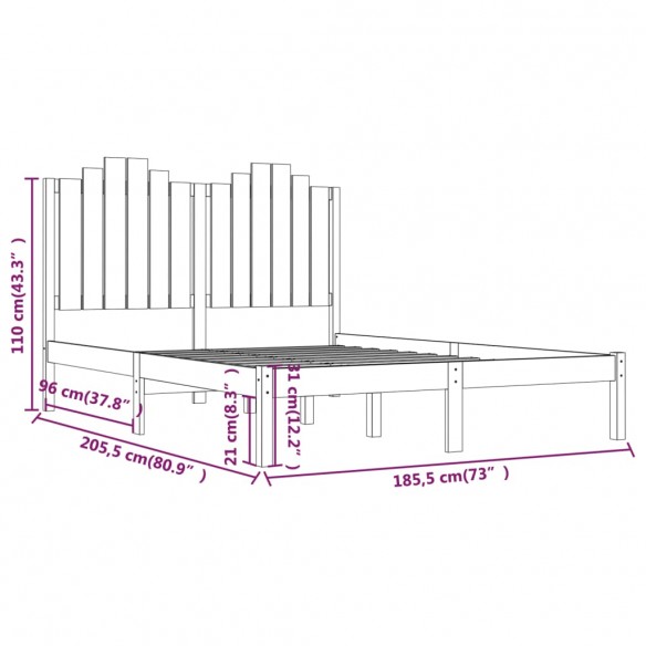 Cadre de lit Blanc Bois de pin massif 180x200 cm Super King