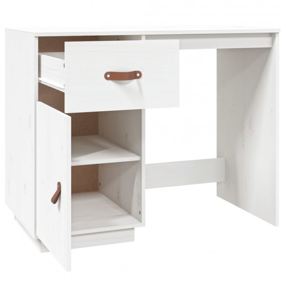 Bureau Blanc 95x50x75 cm Bois massif de pin