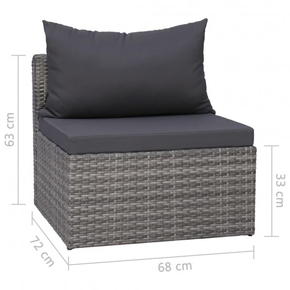 Meuble de jardin 4 pcs avec coussins Gris Résine tressée