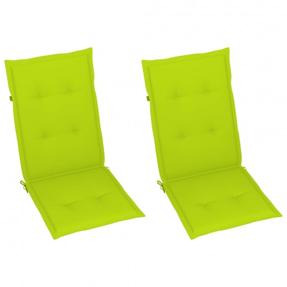 Chaises inclinables de jardin 2 pcs avec coussins Bois d'acacia