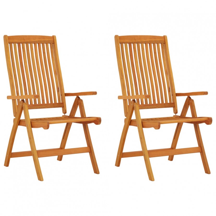 Chaises de jardin pliables 2 pcs Bois d'eucalyptus massif