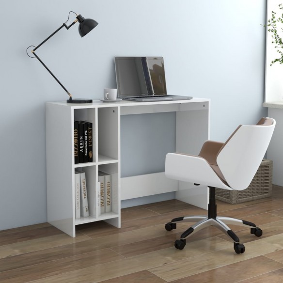 Bureau d'ordinateur portable Blanc brillant 102,5x35x75 cm