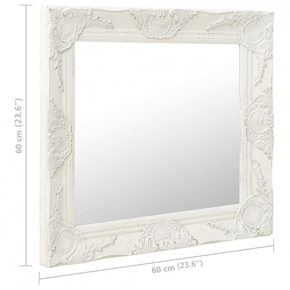 Miroir mural style baroque 60x60 cm Blanc