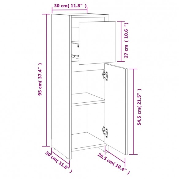 Armoire de bain Chêne marron 30x30x95 cm Bois d'ingénierie