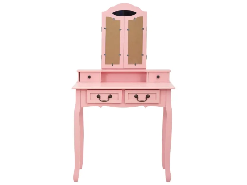 Ensemble de coiffeuse avec tabouret Rose 80x69x141 cm Paulownia