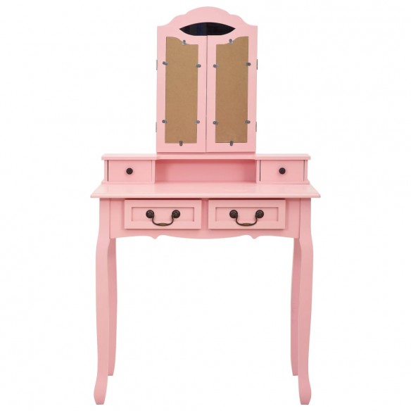 Ensemble de coiffeuse avec tabouret Rose 80x69x141 cm Paulownia